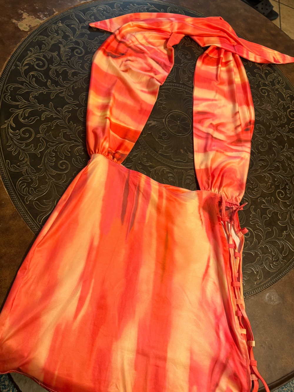 Women’s Orange-Pink Satin Dress